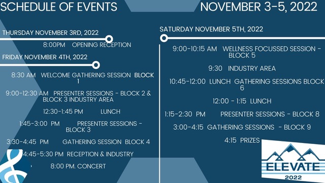 Elevate Schedule of Events